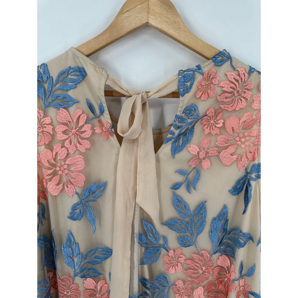 Est 1946 Embroidered Dress Womens Size 14/16 Mesh Floral Botanical Wedding Guest - Picture 9 of 9